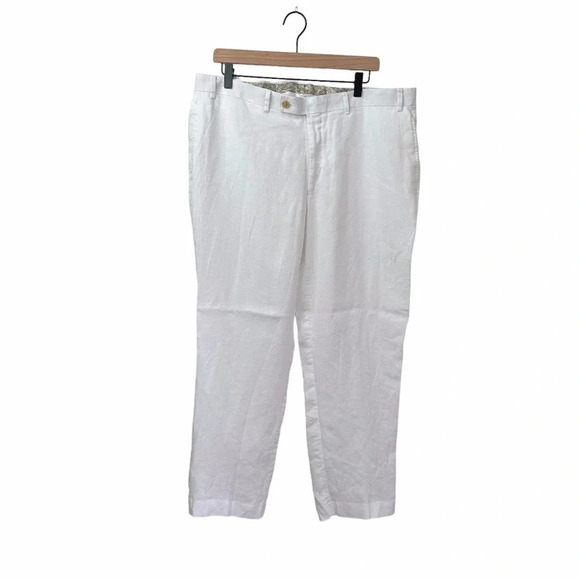 Lauren Ralph Lauren white 100% Linen Trouser Pants size Large - Picture 3 of 11